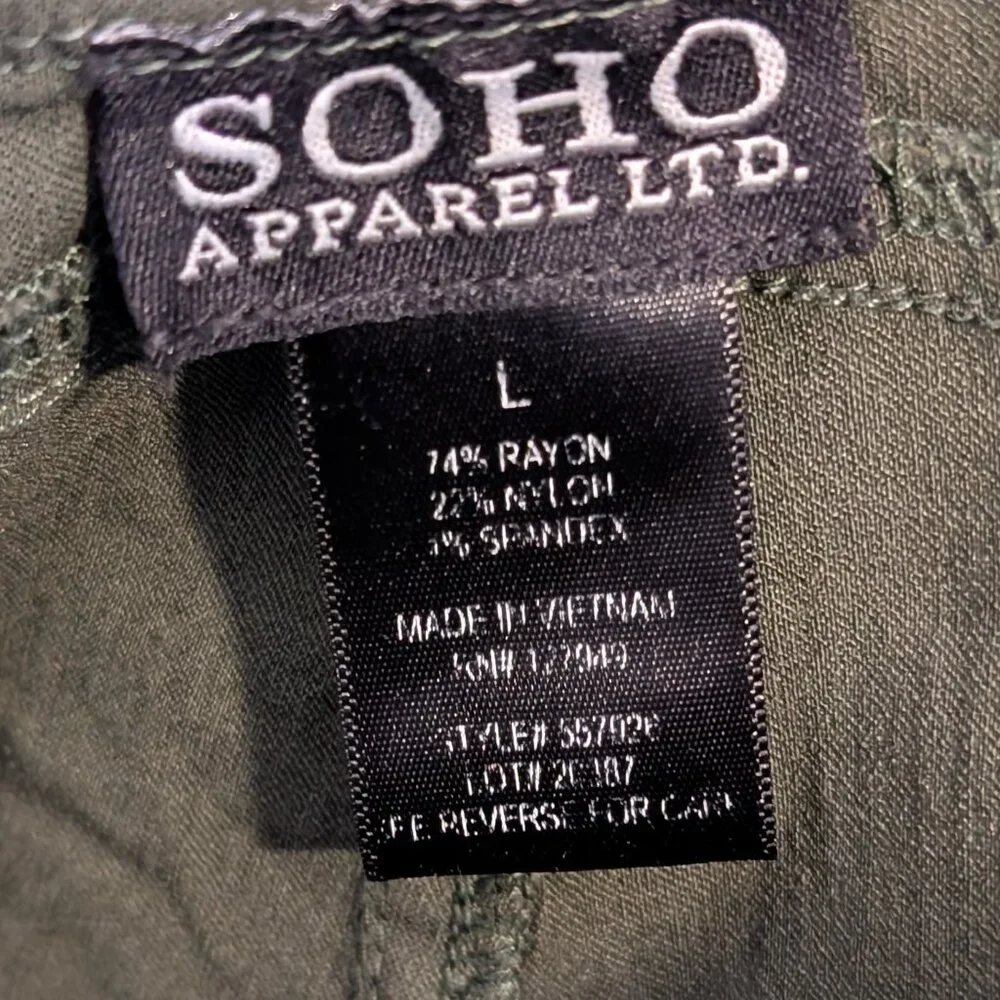 SOHO Apparel LTD Green Womens Size L Stretch pull-on Dress Pants - Picture 3 of 5